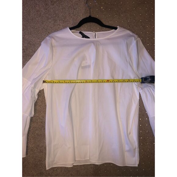 Lafayette 148 New York NWT Revina Ruffle Poplin White Blouse, Sz XL, MP $348 - Picture 7 of 8